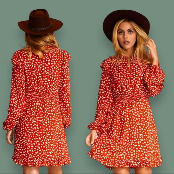 🎉HP🎉 NWT MS. SPARKLiNG Red and White Polka Dot Mini Ruffle Dress. Various Sizes - Picture 3 of 14